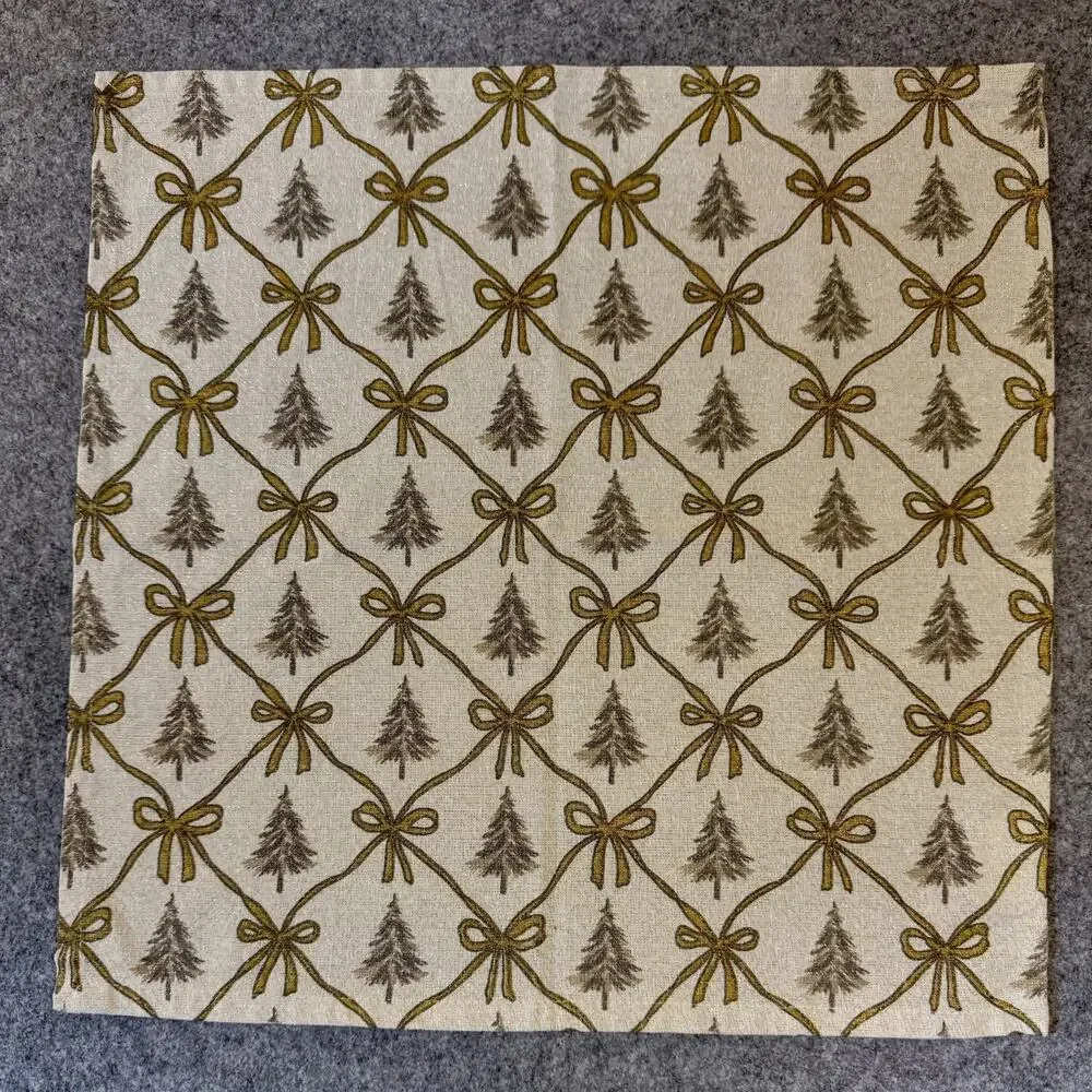 Rachel Ashwell Shabby Chic Christmas Napkins Set 6 +1 Gold Trees Bows